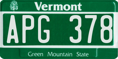 VT license plate APG378