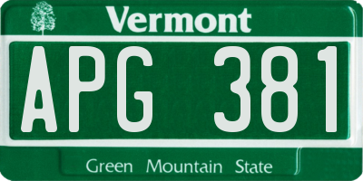 VT license plate APG381