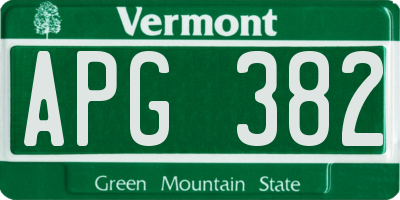 VT license plate APG382