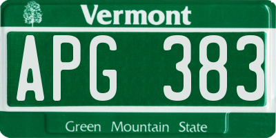 VT license plate APG383