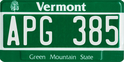 VT license plate APG385