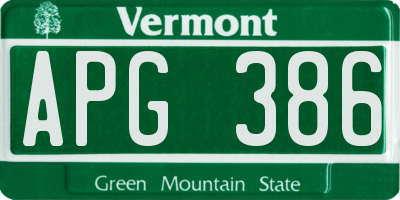VT license plate APG386