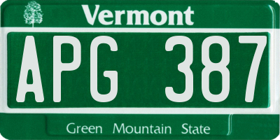 VT license plate APG387