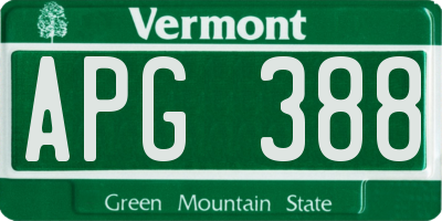 VT license plate APG388
