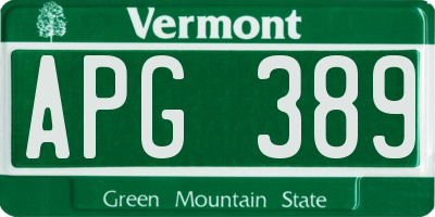 VT license plate APG389