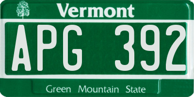 VT license plate APG392