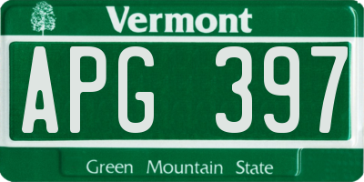 VT license plate APG397