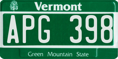 VT license plate APG398