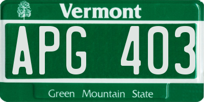 VT license plate APG403