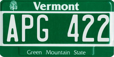 VT license plate APG422