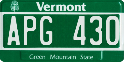 VT license plate APG430