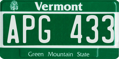 VT license plate APG433