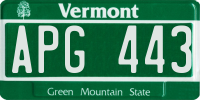 VT license plate APG443