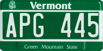 VT license plate APG445