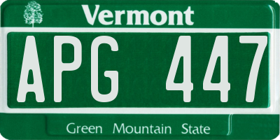 VT license plate APG447