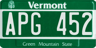 VT license plate APG452