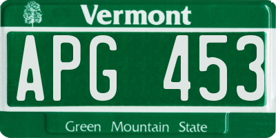VT license plate APG453