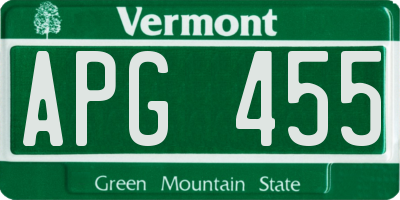 VT license plate APG455