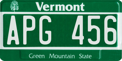 VT license plate APG456