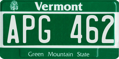 VT license plate APG462