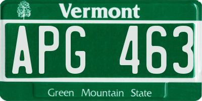 VT license plate APG463