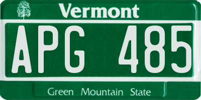 VT license plate APG485