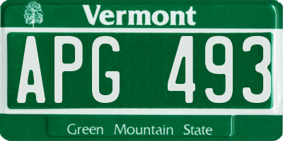 VT license plate APG493