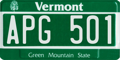 VT license plate APG501