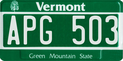 VT license plate APG503