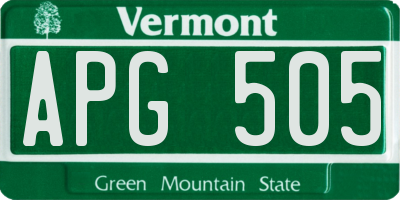 VT license plate APG505
