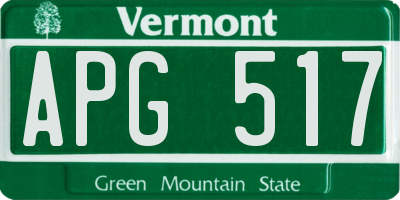 VT license plate APG517