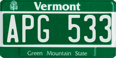VT license plate APG533