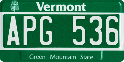 VT license plate APG536