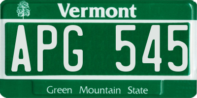 VT license plate APG545