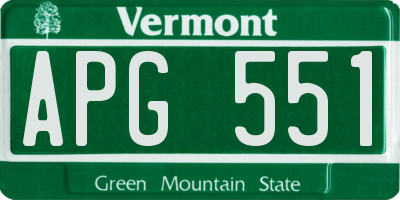 VT license plate APG551