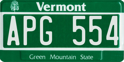 VT license plate APG554