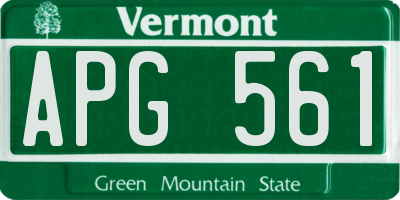 VT license plate APG561