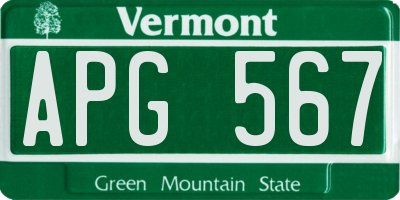 VT license plate APG567