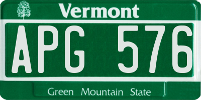 VT license plate APG576