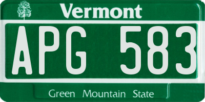 VT license plate APG583