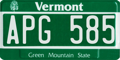 VT license plate APG585