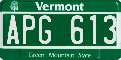 VT license plate APG613