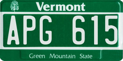 VT license plate APG615
