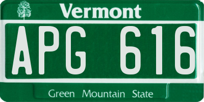 VT license plate APG616