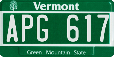 VT license plate APG617