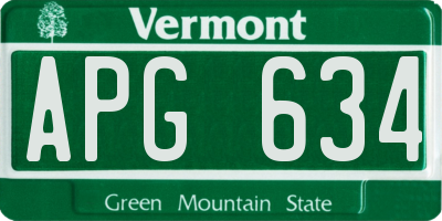 VT license plate APG634