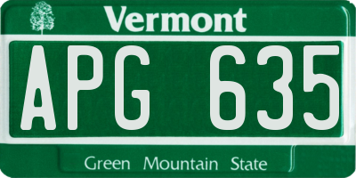 VT license plate APG635