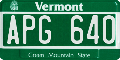 VT license plate APG640