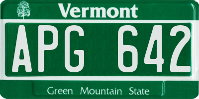VT license plate APG642