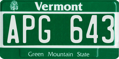 VT license plate APG643